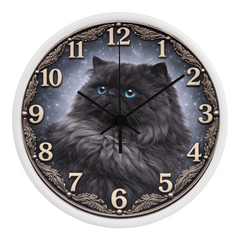 Midnight Majesty Doll Face Persian - Wood Frame 10" Clock