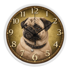 Cute Pug - Wood Frame 10" Clock