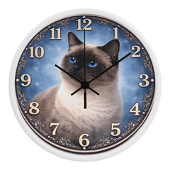 Sapphire Eyes Siamese Elegance - Wood Frame 10" Clock