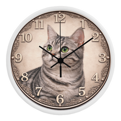 Silver Tabby Elegance – American Shorthair Cat Decorative Clock