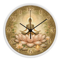 Tranquil Lotus Meditation - Wood Frame 10" Clock