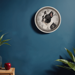 Classic French Bulldog - Wood Frame 10" Clock