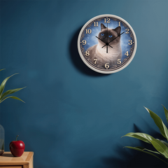 Sapphire Eyes Siamese Elegance - Wood Frame 10" Clock