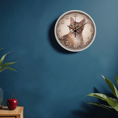 Emerald Gaze Devon Rex  - Wood Frame 10" Clock