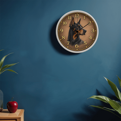 Elegant Doberman Pinscher - Wood Frame 10" Clock