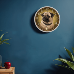 Cute Pug - Wood Frame 10" Clock