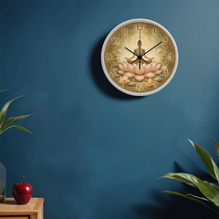 Tranquil Lotus Meditation - Wood Frame 10" Clock