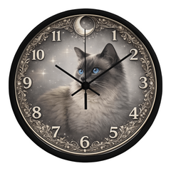 Misty Elegance Ragdoll - Wood Frame 10" Clock
