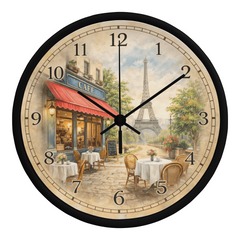Paris Café Elegance - Wood Frame 10" Clock