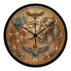 Timeless Pharaohs Egyptian Art - Wood Frame 10" Clock