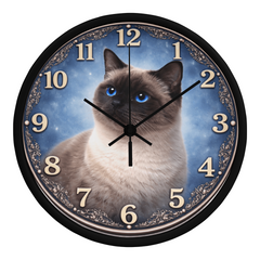 Sapphire Eyes Siamese Elegance - Wood Frame 10" Clock