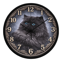 Midnight Majesty Doll Face Persian - Wood Frame 10" Clock