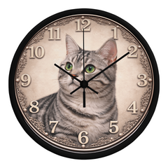Silver Tabby Elegance – American Shorthair Cat Decorative Clock
