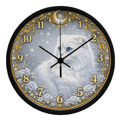 Snow Queen Scottish Fold - Wooden Frame 10" Clock