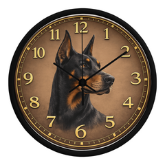 Elegant Doberman Pinscher - Wood Frame 10" Clock