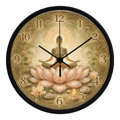 Tranquil Lotus Meditation - Wood Frame 10" Clock