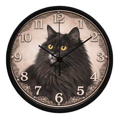 Noir Majesty Siberian - Wood Frame 10" Clock
