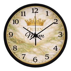 Queen Mom - Wood Frame 10" Clock (Green Marble)