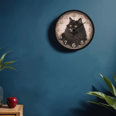 Noir Majesty Siberian - Wood Frame 10" Clock