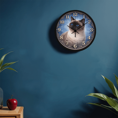 Sapphire Eyes Siamese Elegance - Wood Frame 10" Clock