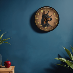 Elegant Doberman Pinscher - Wood Frame 10" Clock