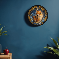 Midnight Royal Maine Coon  - Wood Frame 10" Clock