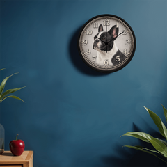 Classic French Bulldog - Wood Frame 10" Clock