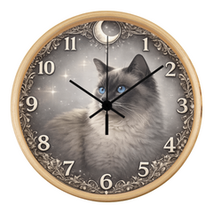 Misty Elegance Ragdoll - Wood Frame 10" Clock
