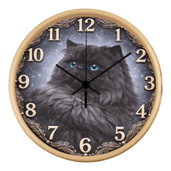 Midnight Majesty Doll Face Persian - Wood Frame 10" Clock