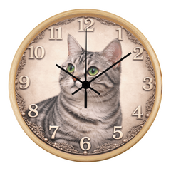 Silver Tabby Elegance – American Shorthair Cat Decorative Clock