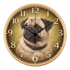 Cute Pug - Wood Frame 10" Clock