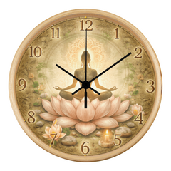 Tranquil Lotus Meditation - Wood Frame 10" Clock