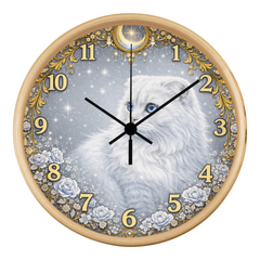 Snow Queen Scottish Fold - Wooden Frame 10" Clock