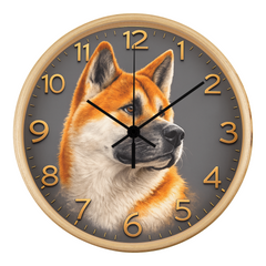 Friendly Akita - Wood Frame 10" Clock