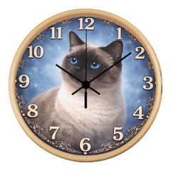 Sapphire Eyes Siamese Elegance - Wood Frame 10" Clock