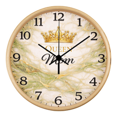 Queen Mom - Wood Frame 10" Clock (Green Marble)