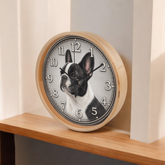 Classic French Bulldog - Wood Frame 10" Clock