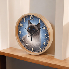 Sapphire Eyes Siamese Elegance - Wood Frame 10" Clock