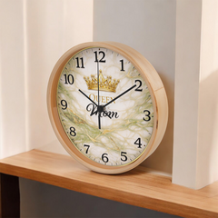 Queen Mom - Wood Frame 10" Clock (Green Marble)