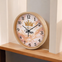 Queen Mom - Wood Frame 10" Clock (Pink Mable)