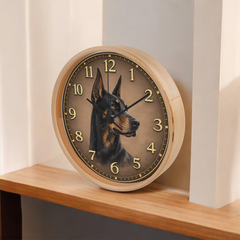 Elegant Doberman Pinscher - Wood Frame 10" Clock