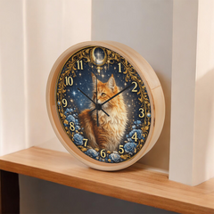 Midnight Royal Maine Coon  - Wood Frame 10" Clock