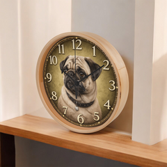 Cute Pug - Wood Frame 10" Clock