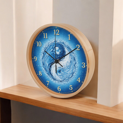 Flowing Yin & Yang  - Wood Frame 10" Clock