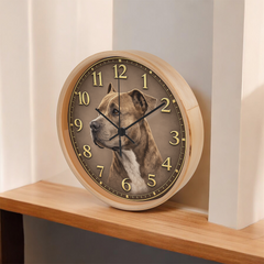 Warm Heart Pit Bull Terrier - Wood Frame 10 " Clock