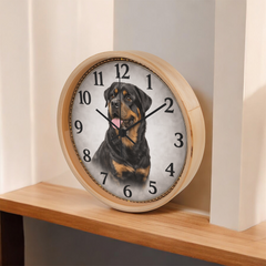 Powerful Rottweiler - Wood Frame 10" Clock