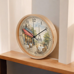Paris Café Elegance - Wood Frame 10" Clock