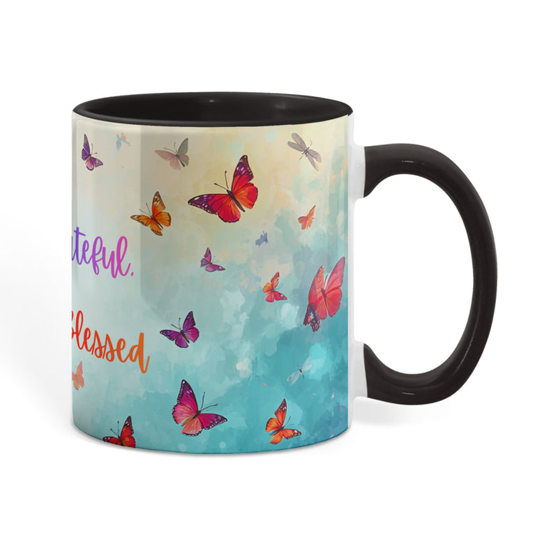 Thank ful, Grateful & Truly Blessed - Color Accent Mug