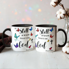 Peace in Every Sip, "Be Still And Know" - Color Accent Mug