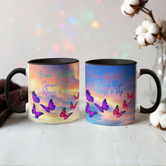 Dream Big Girl, Spread Your Wings & Fly - Color Accent Mug